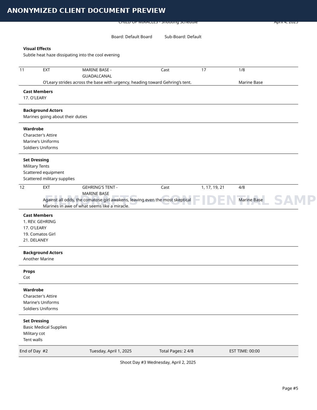 Anonymized project document page 3