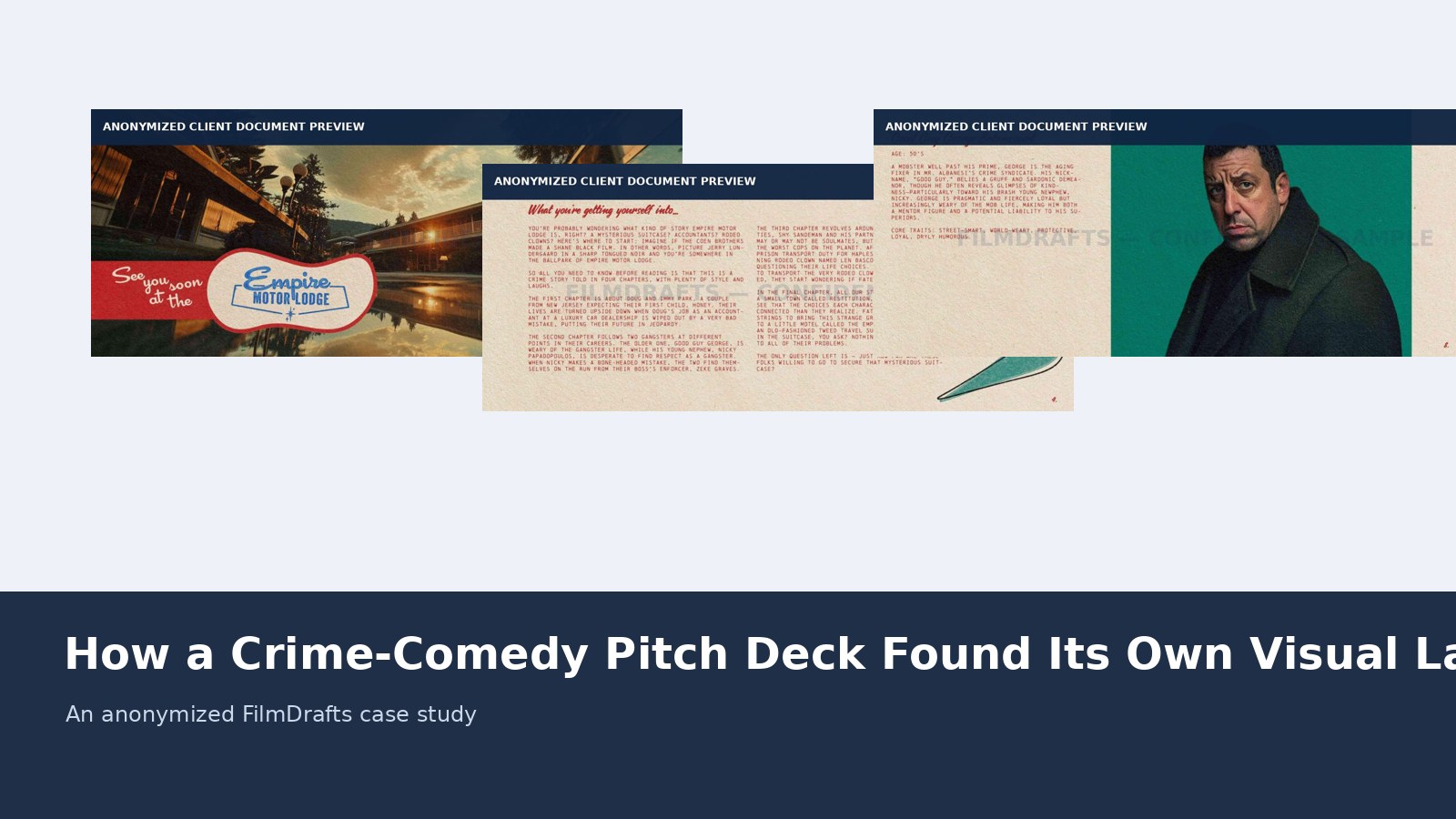 How a Crime-Comedy Pitch Deck Found Its Own Visual Language case study cover