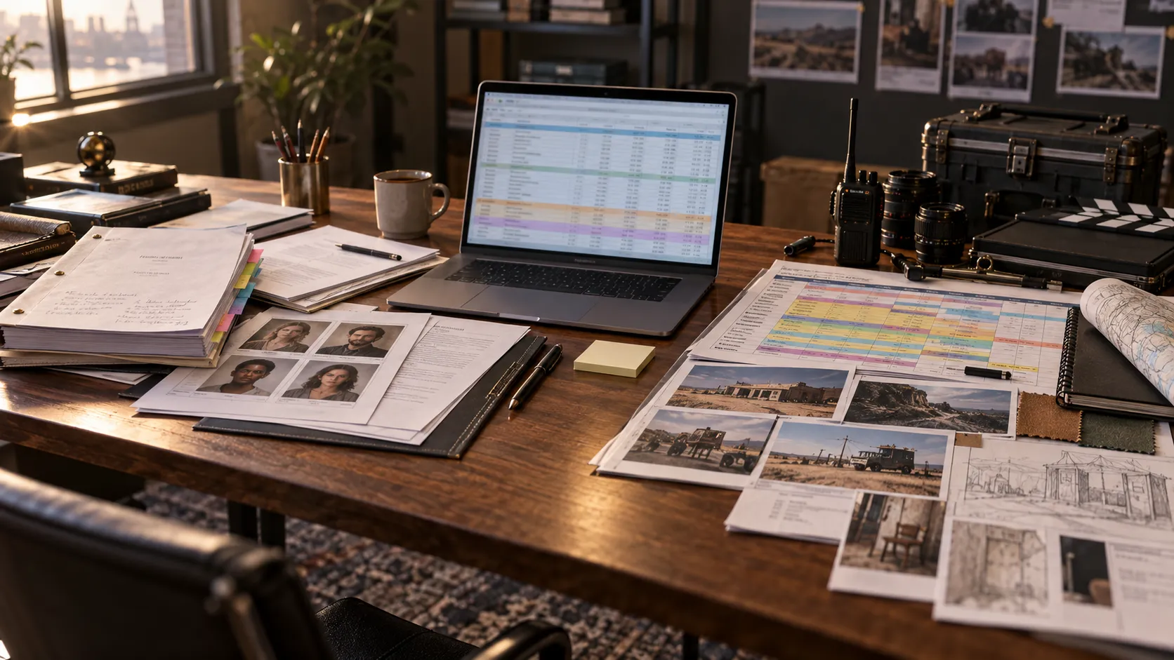 Film producer reviewing a film budget divided into above-the-line and below-the-line cost categories